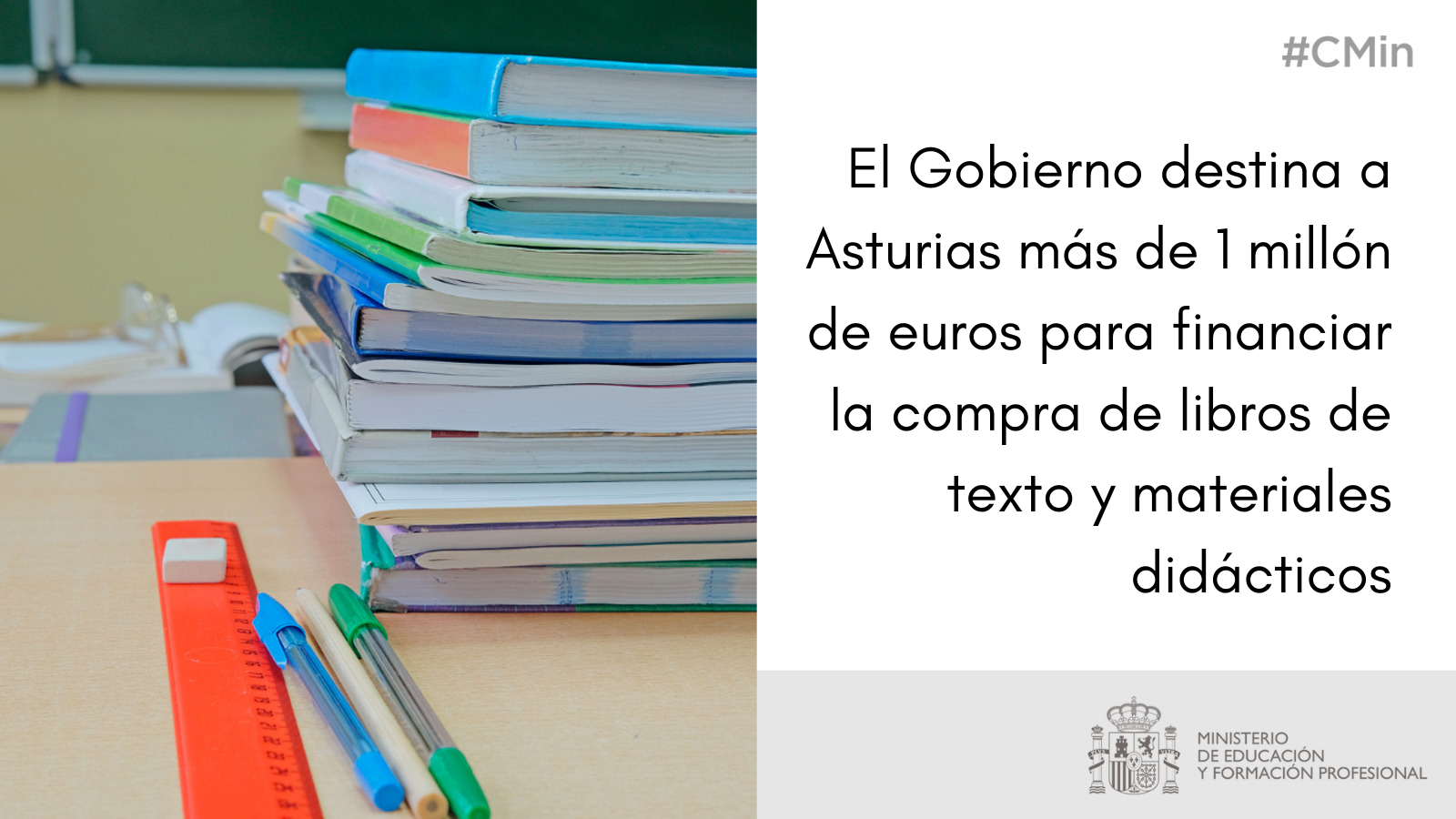 El Gobierno destina a Asturias más de 1 millón de euros para financiar la compra de libros de texto y materiales didácticos