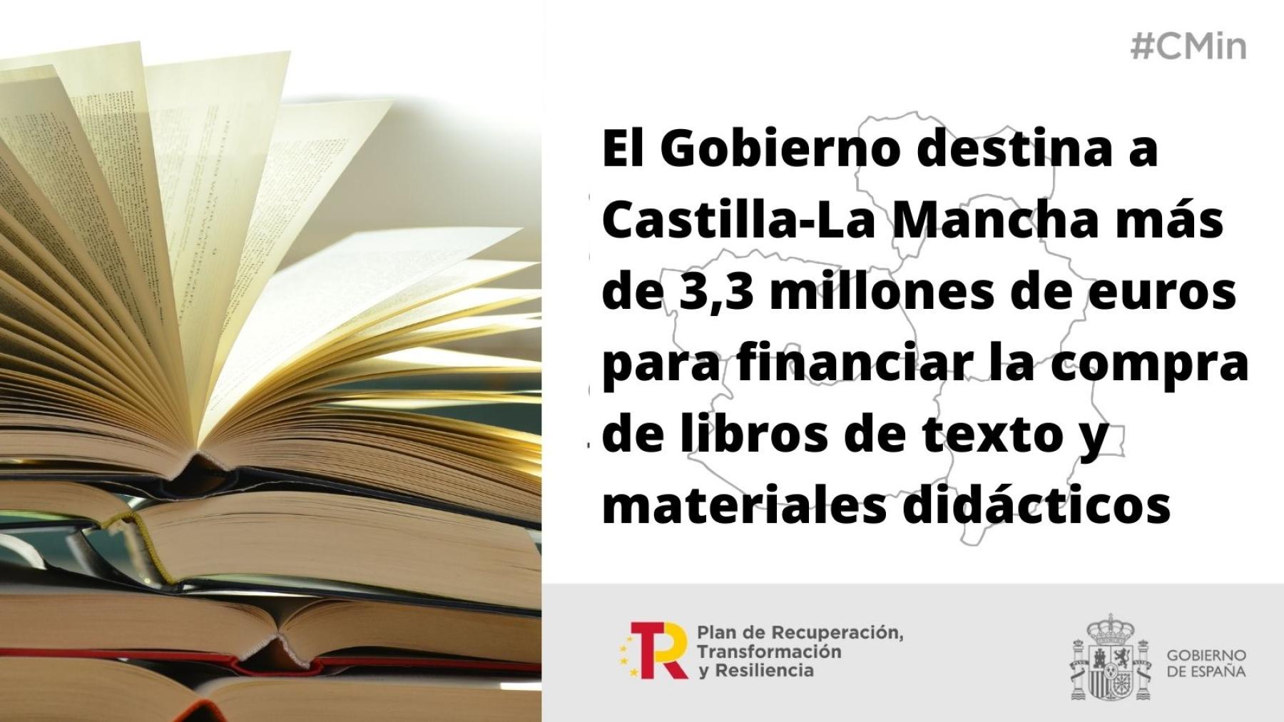 El Gobierno destina a Castilla-La Mancha más de 3,3 millones de euros para financiar la compra de libros de texto y materiales didácticos