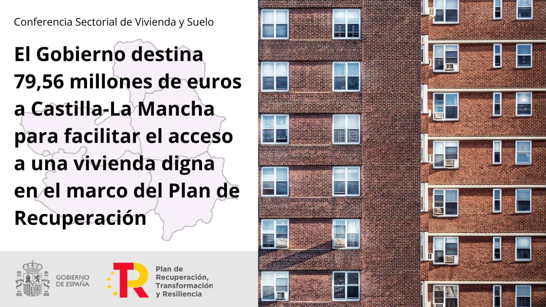 El Gobierno destina 79,56 millones de euros a Castilla-La Mancha para facilitar el acceso a una vivienda digna en el marco del Plan de Recuperación