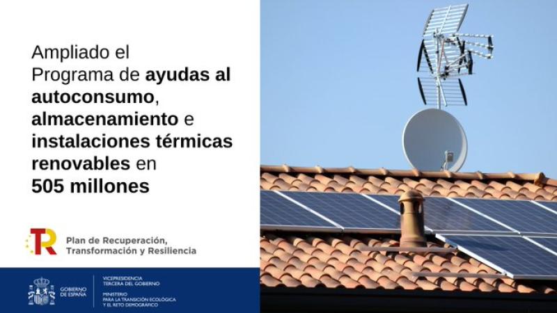 El Gobierno amplía en más de 91,2 millones de euros el Programa de ayudas al autoconsumo, almacenamiento e instalaciones térmicas renovables en la Comunidad de Madrid